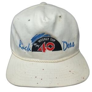 Texace Trucker White Hat Rick Dees Weekly Top 40 Radio Rope Slideback Vintage
